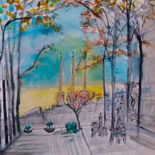 Des de la Rambla veient Sant Adrià / Sant Andreu de Palomar